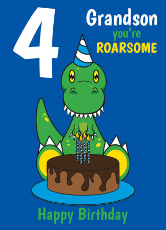Dinosaur Roarsome Grandson 4th Birthday