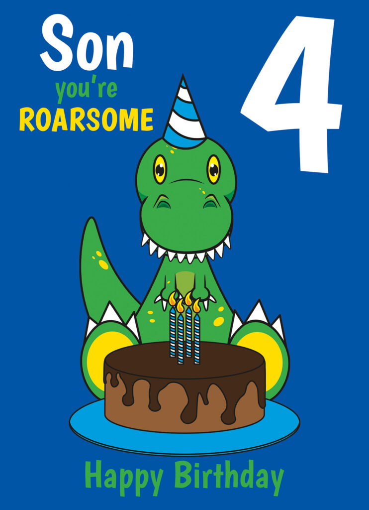 Dinosaur Roarsome Son 4th Birthday