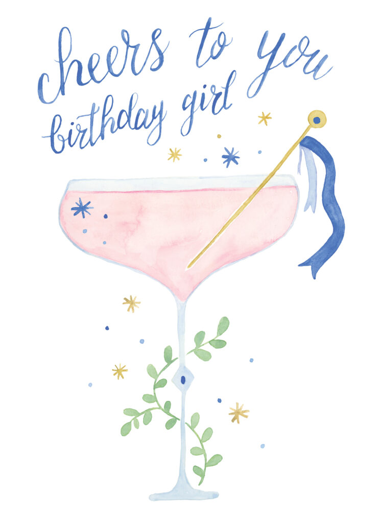 Cheers Birthday Girl Cocktail Card