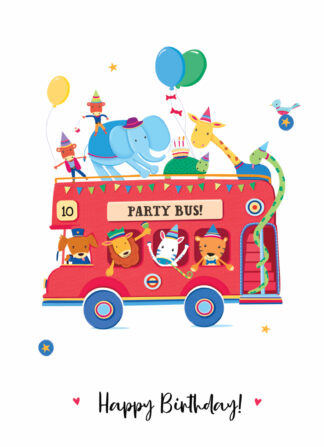 Party Bus Animal Happy Birthday Card