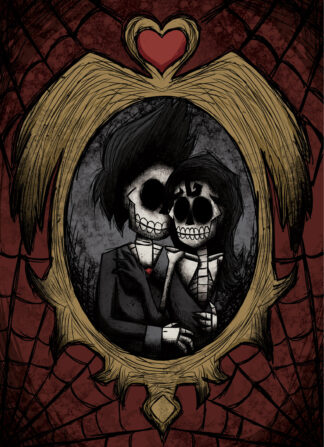 Lovely skeletons - a morbid valentine's day greeting card for spooky couple. Designed by Leonardo De Dios on Parcel of Love