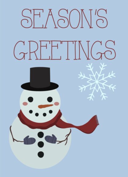Cartoon Snowman Seasons Greetings Christmas Card