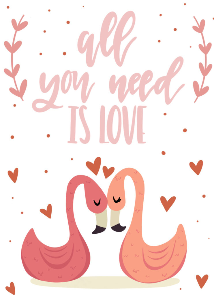 All you need is love Valentine's Day greeting cards - Designed by Brittsdoodles on Parcel of Love - pretty, colourful animal greeting cards for children or anyone furry friends