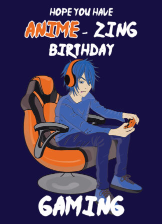 Anime Gamer Boy Birthday Card