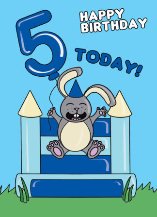 5th Happy Birthday Bouncy Castle Cartoon Bunny Card